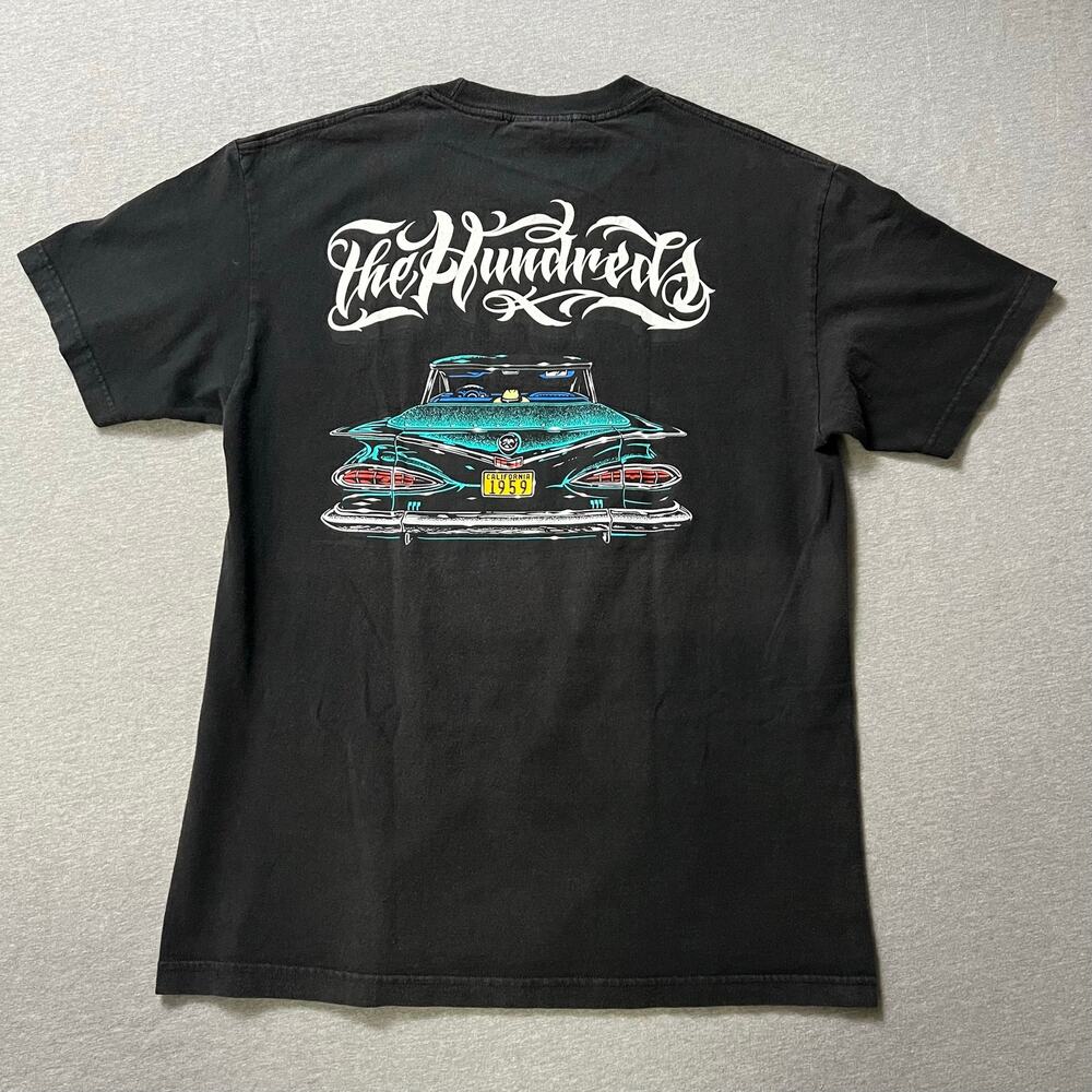 The Hundreds Lowrider Tee L Black Faded Y2K Chicano LA Graffiti Skater USA